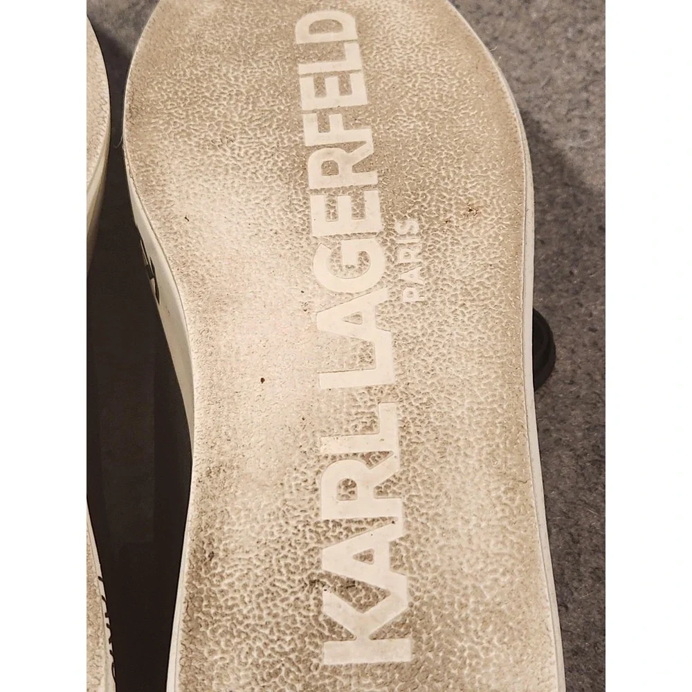 Karl Lagerfeld Paris Bella Black Leather Platform Sneakers Shoes Womens Size 11